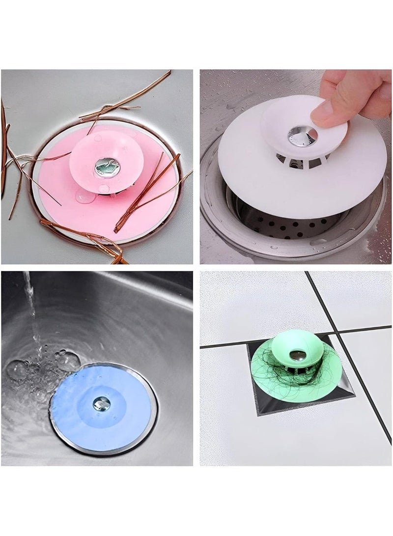 Silicone Sink Stopper for Tub and Shower with Hair Catch, Water Stopper for Bathroom and Kitchen Sinks,Multi-colour - Image 4